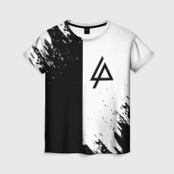 Женская футболка Linkin park краски чёрнобелый