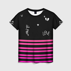 Женская футболка Lil Peep розовые полосы