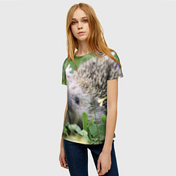 Футболка женская Лесной ёжик в траве, цвет: 3D-принт — фото 2