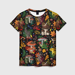 Женская футболка Фон с лесными грибами