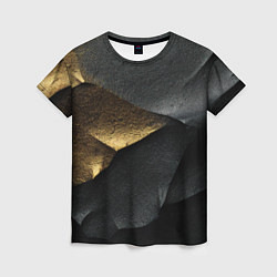 Женская футболка Черная текстура с золотистым напылением