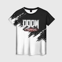 Женская футболка Doom eternal белые краски