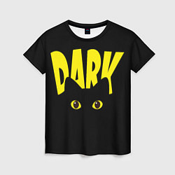 Женская футболка Dark cat eyes - черный кот