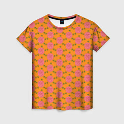 Женская футболка Паттерн розы с листиками
