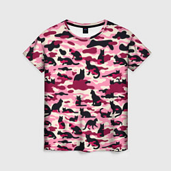 Женская футболка Камуфляжные розовые котики
