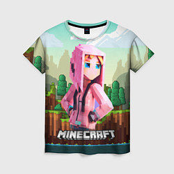 Футболка женская Персонаж Minecraft девушка в пиксельном мире, цвет: 3D-принт