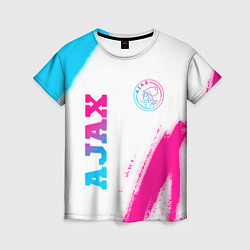 Женская футболка Ajax neon gradient style вертикально