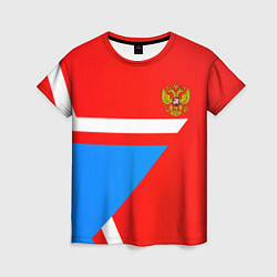 Женская футболка Герб России звезда спорт