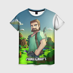 Женская футболка Minecraft персонаж зеленый мир