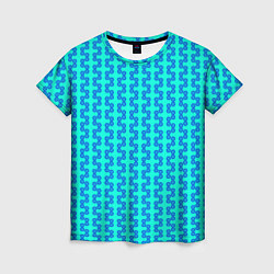 Женская футболка Паттерн голубые кружки рядами