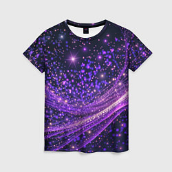 Женская футболка Фиолетовые сверкающие абстрактные волны