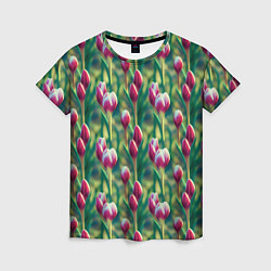 Женская футболка Весенние цветы на поляне