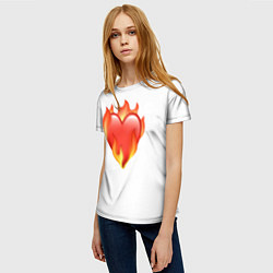Футболка женская Сердце в огне эмодзи, цвет: 3D-принт — фото 2
