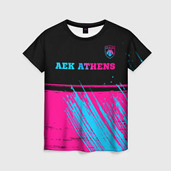 Футболка женская AEK Athens - neon gradient посередине, цвет: 3D-принт