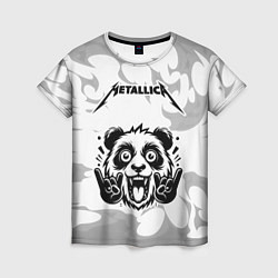 Женская футболка Metallica рок панда на светлом фоне
