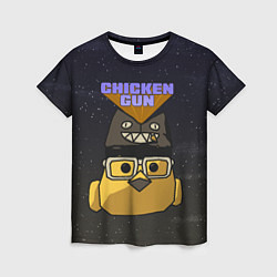 Женская футболка Chicken gun space