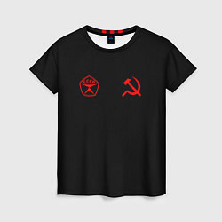 Женская футболка СССР гост три полоски на белом фоне