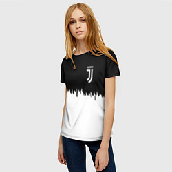 Футболка женская Juventus белый огонь текстура, цвет: 3D-принт — фото 2