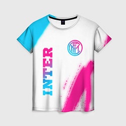 Женская футболка Inter neon gradient style вертикально