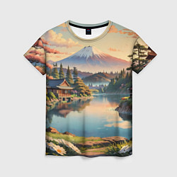 Женская футболка Спокойный рассвет над японским горизонтом