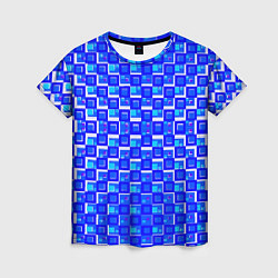 Женская футболка Синие квадраты на белом фоне