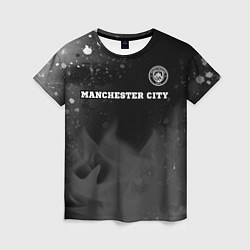Футболка женская Manchester City sport на темном фоне посередине, цвет: 3D-принт
