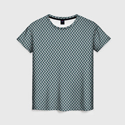 Женская футболка Треугольные полосы бело-бирюзовый