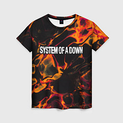 Женская футболка System of a Down red lava