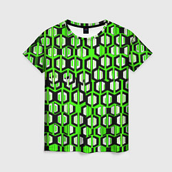 Женская футболка Техно узор из шестиугольников зелёный