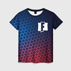 Женская футболка Fortnite неоновые соты