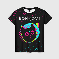 Футболка женская Bon Jovi - rock star cat, цвет: 3D-принт