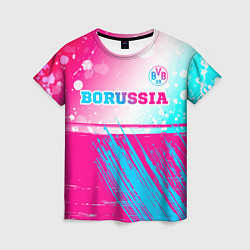 Женская футболка Borussia neon gradient style посередине