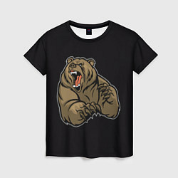 Женская футболка Бурый медведь злится