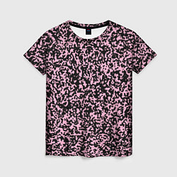 Женская футболка Чёрно-розовый пятнистый