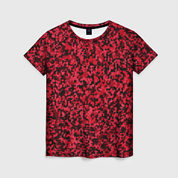 Женская футболка Тёмно-красный паттерн пятнистый