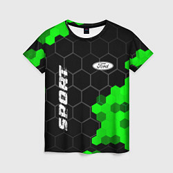 Женская футболка Ford green sport hexagon