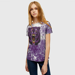 Футболка женская Фиолетовый медведь голова, цвет: 3D-принт — фото 2