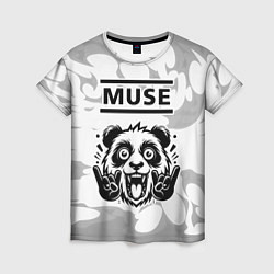 Футболка женская Muse рок панда на светлом фоне, цвет: 3D-принт