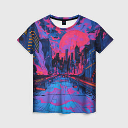 Женская футболка Город в психоделических цветах