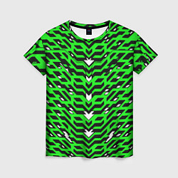 Женская футболка Агрессивный зелёный паттерн