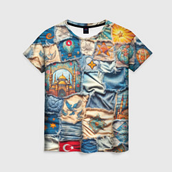 Женская футболка Джинсы в Турции - пэчворк