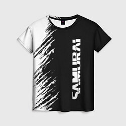 Женская футболка Самурай штрихи - киберпанк 2077