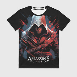 Футболка женская Assassins creed красная краска, цвет: 3D-принт