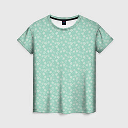 Женская футболка Бледный зелёный в цветочек