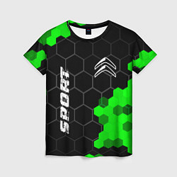 Женская футболка Citroen green sport hexagon