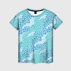 Женская футболка Океанские волны из синих и бирюзовых камней