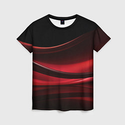 Женская футболка Темная красная абстракция на черном фоне