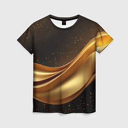Женская футболка Золотая стильная абстракция на черном фоне