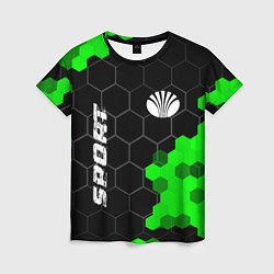 Женская футболка Daewoo green sport hexagon