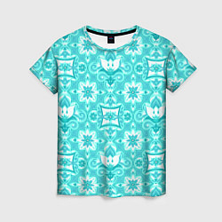 Женская футболка Бирюзовая цветочная геометрия